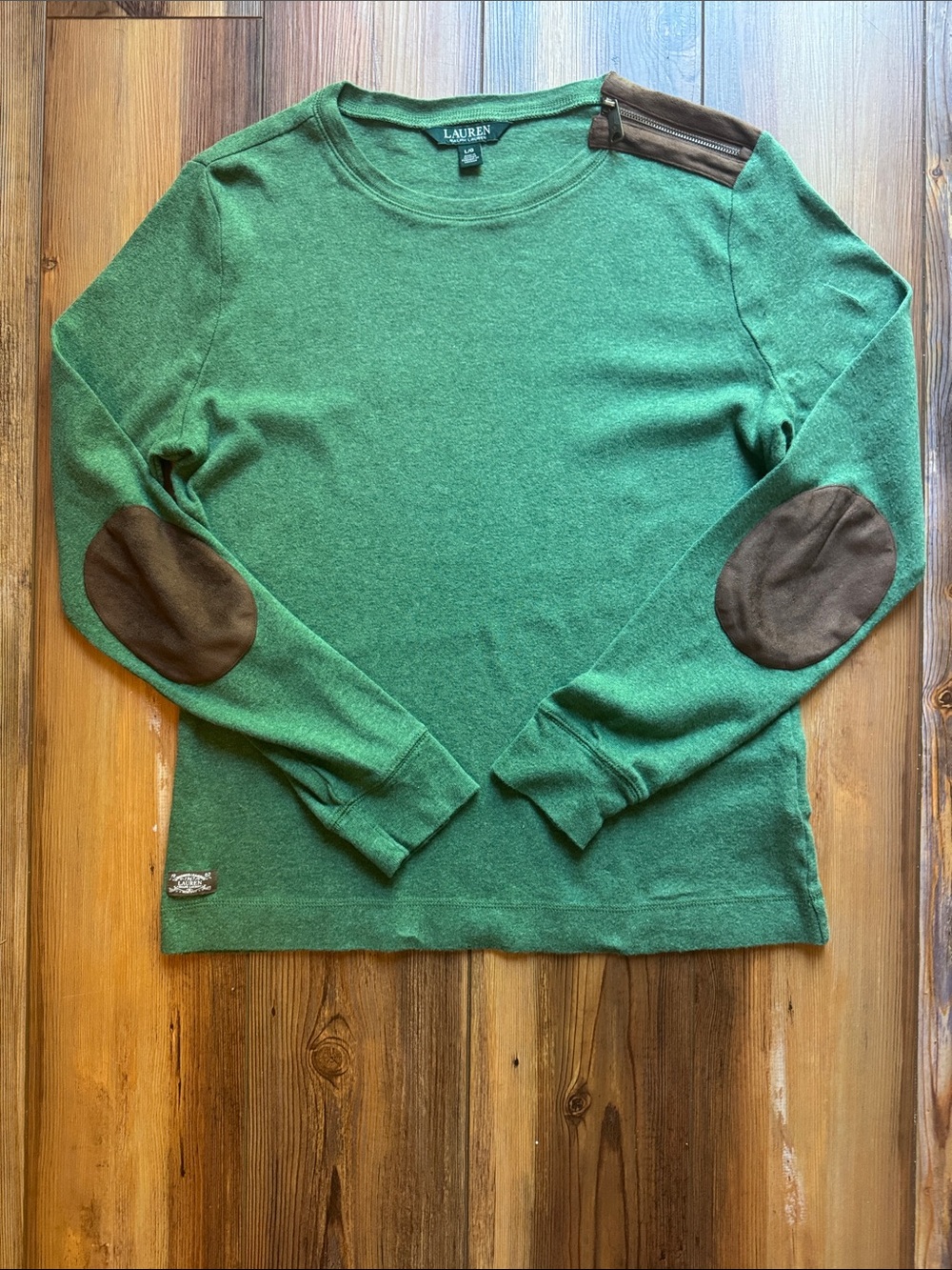 Lauren Ralph Lauren long sleeve green women’s top size large - Picture 6 of 7